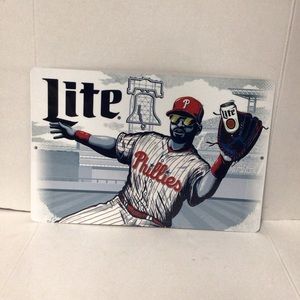 Miller Lite Beer MLB Phillies Baseball metal display sign